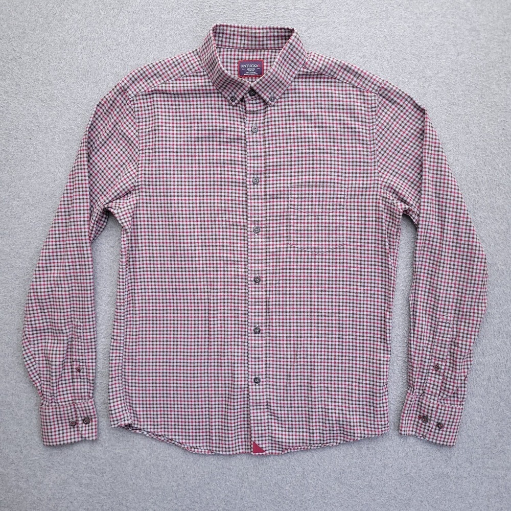 UNTUCKit Flannel Shirt Mens Medium Slim Fit Plaid Button Down